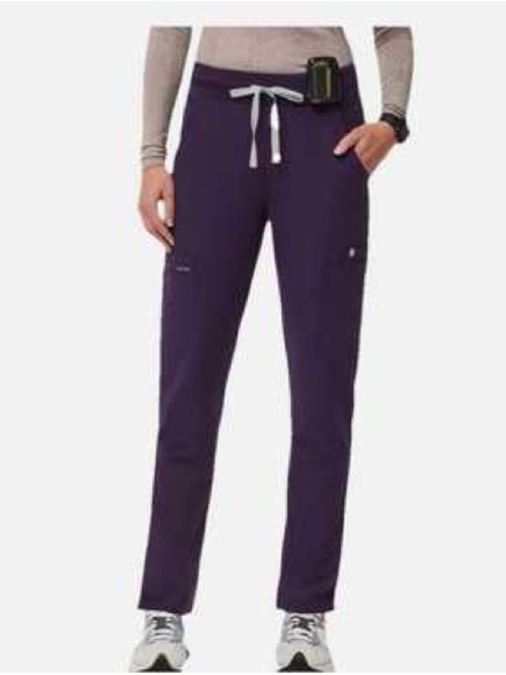 Women's Yola Figs Drawstring Straight-Leg Scrub Pants - Purple Jam